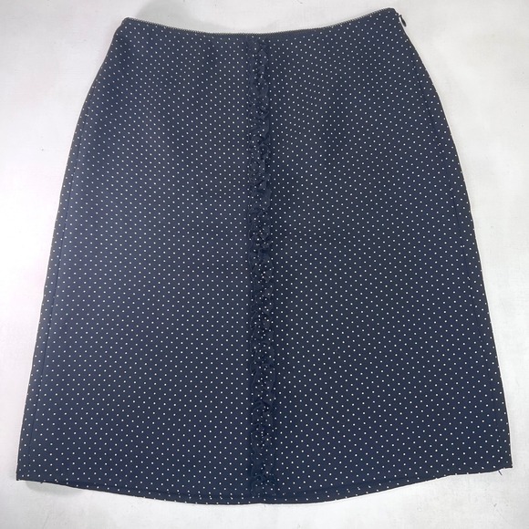 Ann Taylor LOFT Polka‎ Dot Skirt Ruffle Trim Black White Size 4 Career Classic - Picture 2 of 11
